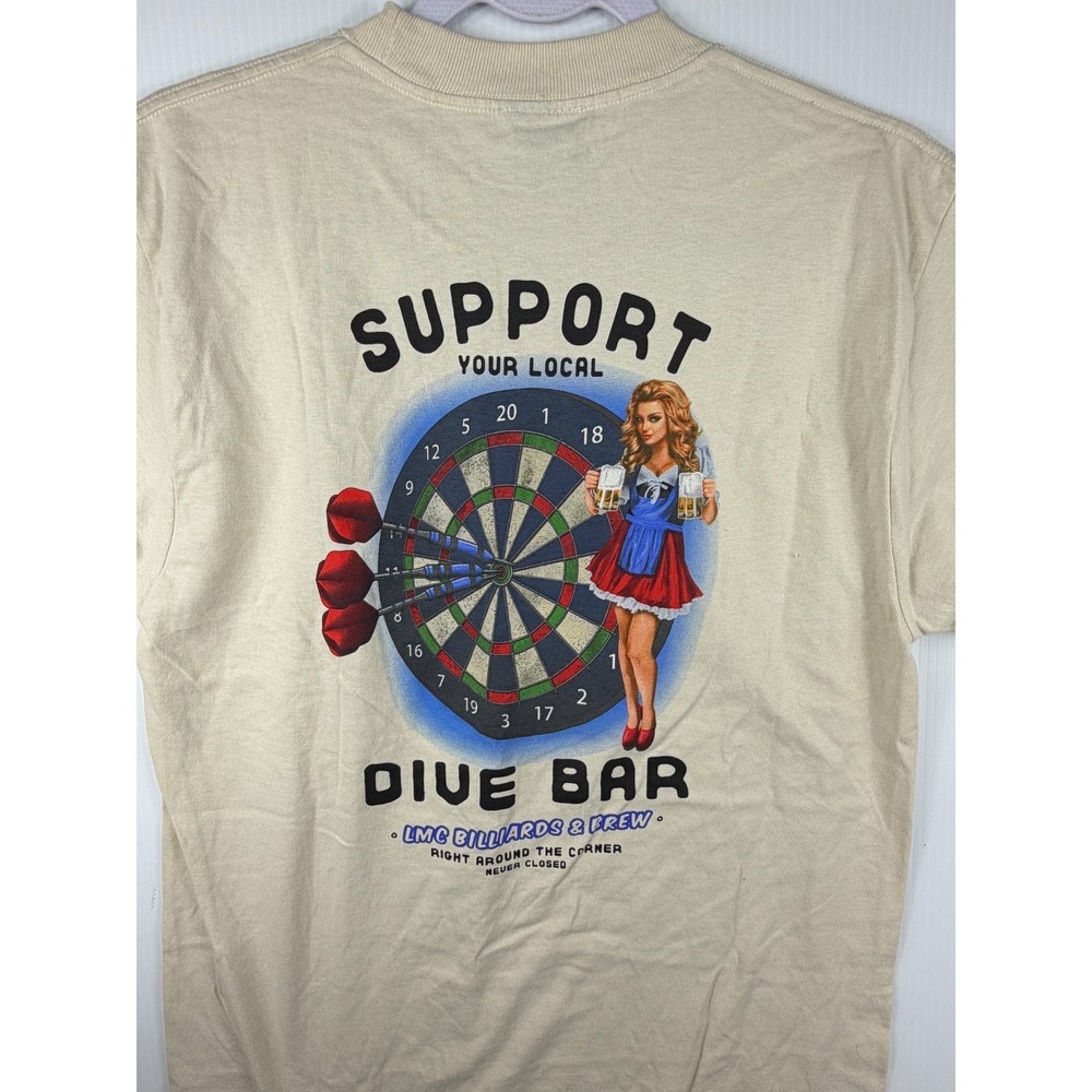 Loser Machine Mens T Shirt Size Small Cream Dive Bar Darts Beer Graphic Tee - Picture 7 of 8